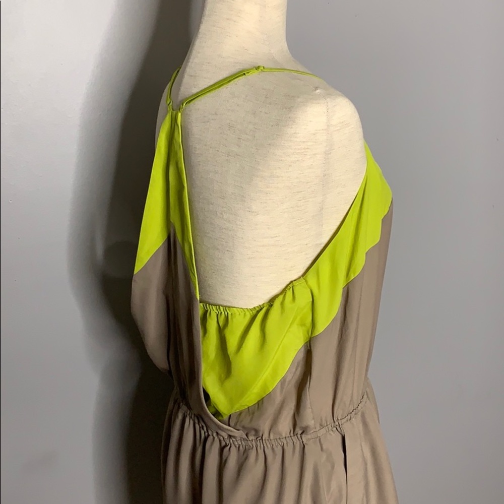 NWT BCBG Tan & Lime Green Mini Cut Out Dress Large - Picture 7 of 16